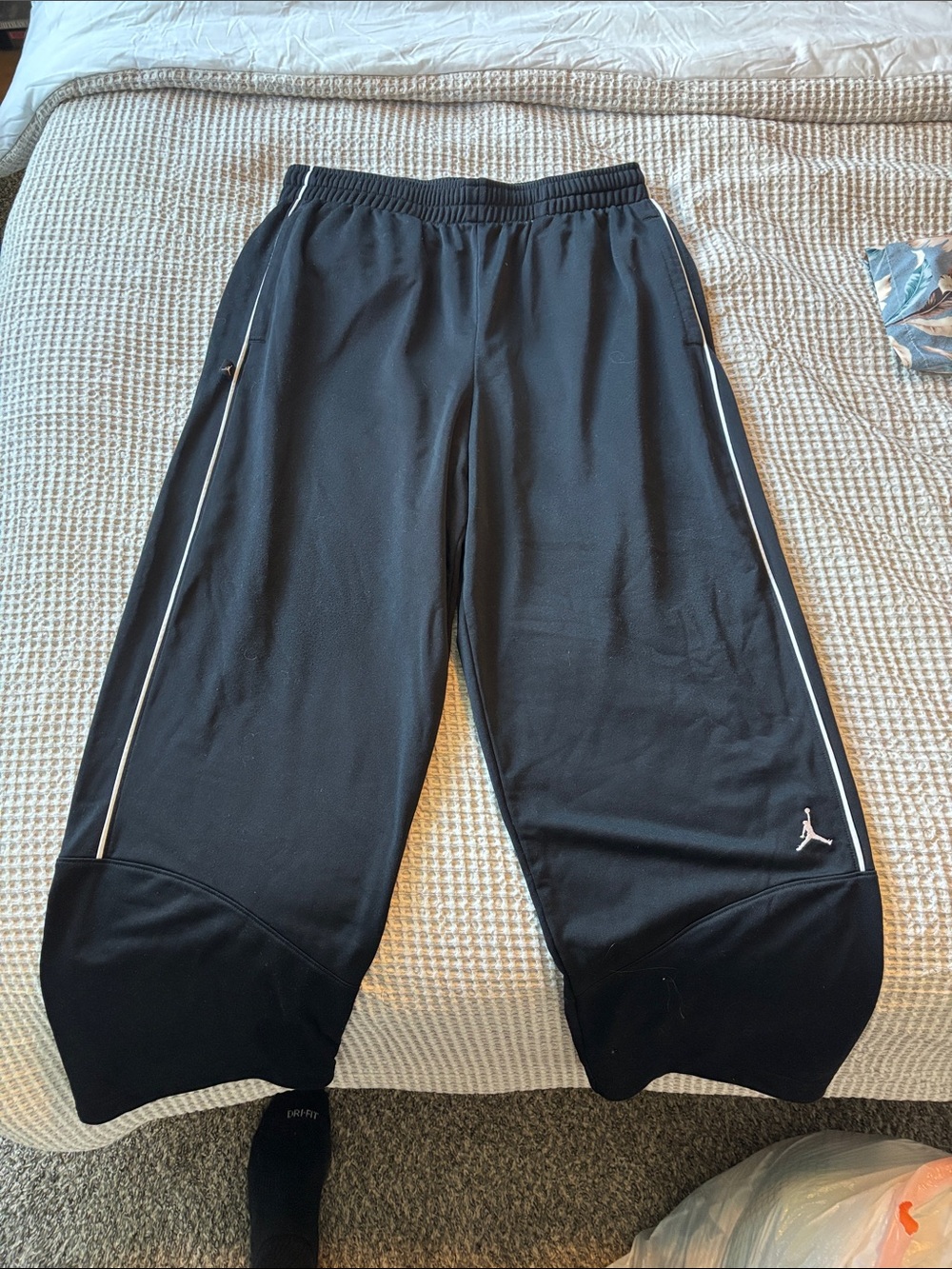 Jordan Black Sweatpants with White Piping